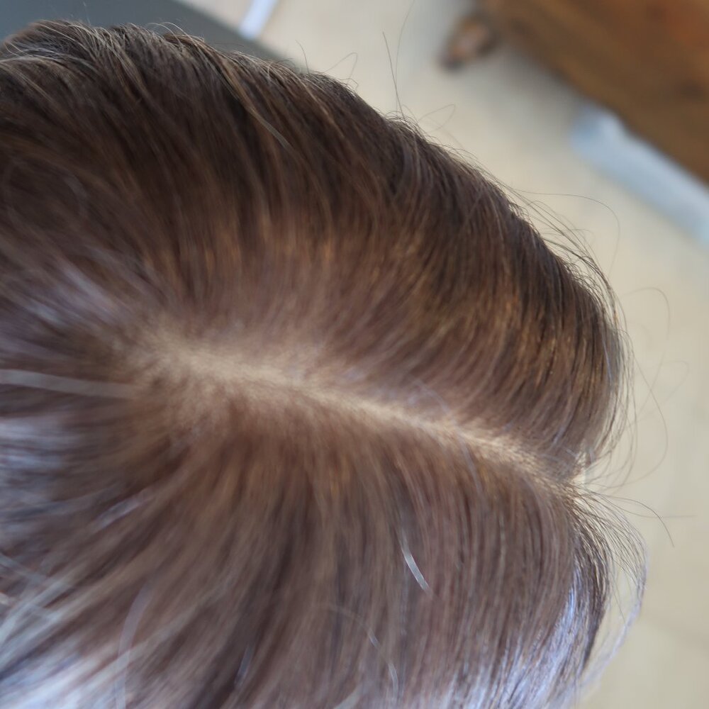 LeBeauty Human Hair Brunette Wig with Highlights - Picture 11 of 16